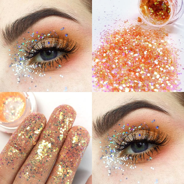 New Eye Glitter Nail Hair Body Face Glitter Gel Art Flash Heart Loose Sequins Cream Festival Glitter Decoration Party Festival