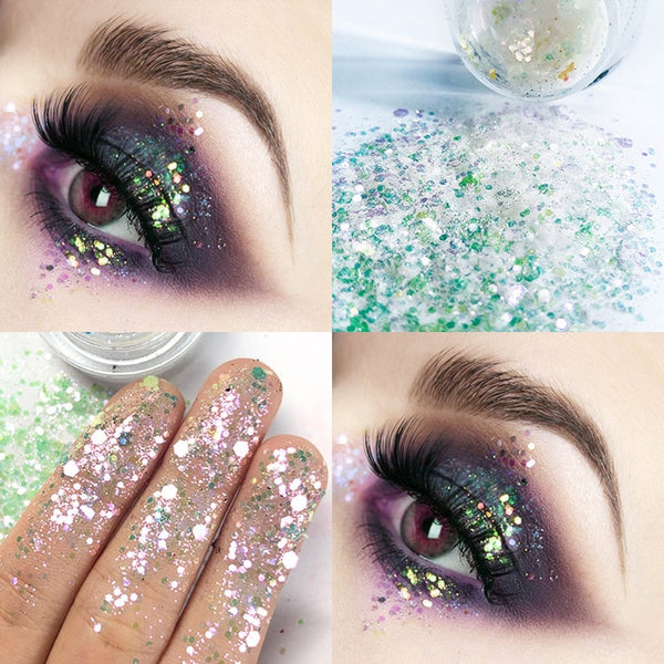 New Eye Glitter Nail Hair Body Face Glitter Gel Art Flash Heart Loose Sequins Cream Festival Glitter Decoration Party Festival