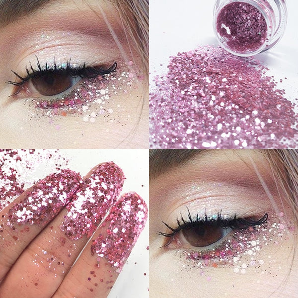 New Eye Glitter Nail Hair Body Face Glitter Gel Art Flash Heart Loose Sequins Cream Festival Glitter Decoration Party Festival