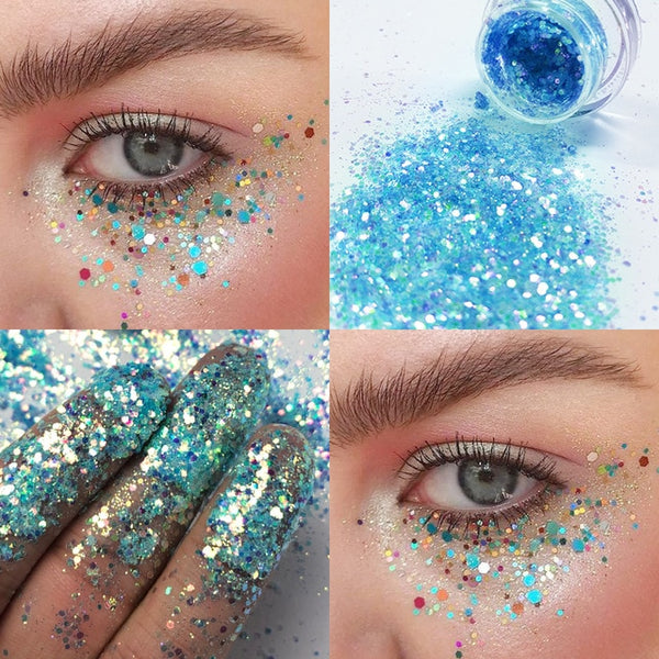 New Eye Glitter Nail Hair Body Face Glitter Gel Art Flash Heart Loose Sequins Cream Festival Glitter Decoration Party Festival