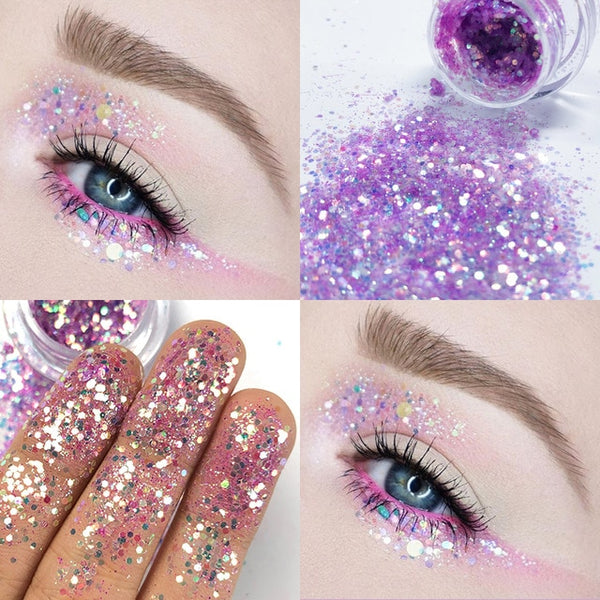 New Eye Glitter Nail Hair Body Face Glitter Gel Art Flash Heart Loose Sequins Cream Festival Glitter Decoration Party Festival