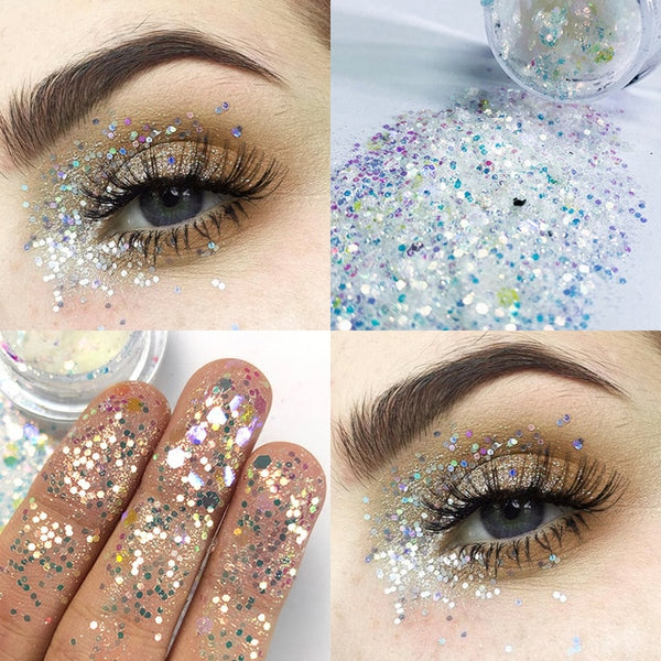 New Eye Glitter Nail Hair Body Face Glitter Gel Art Flash Heart Loose Sequins Cream Festival Glitter Decoration Party Festival