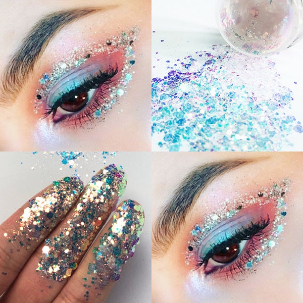 New Eye Glitter Nail Hair Body Face Glitter Gel Art Flash Heart Loose Sequins Cream Festival Glitter Decoration Party Festival