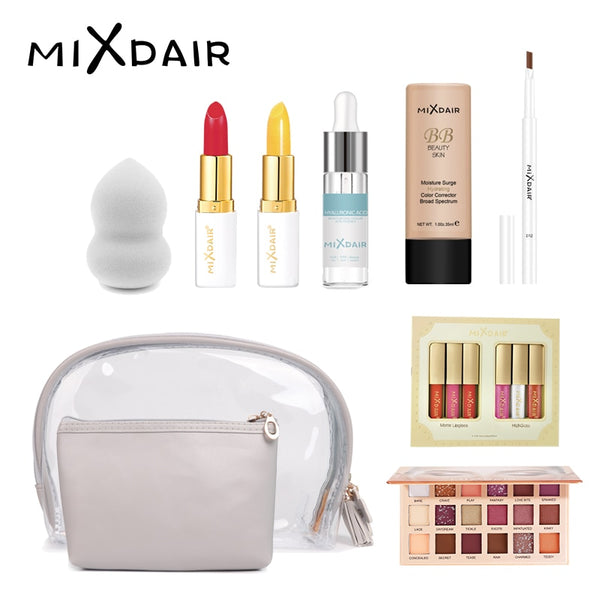MIXDAIR Makeup Set Lipstick Lip Gloss Highlighter Eyebrow Pencil Eye Shadow Liquid Foundation Mascara BB Cream Makeup Complete