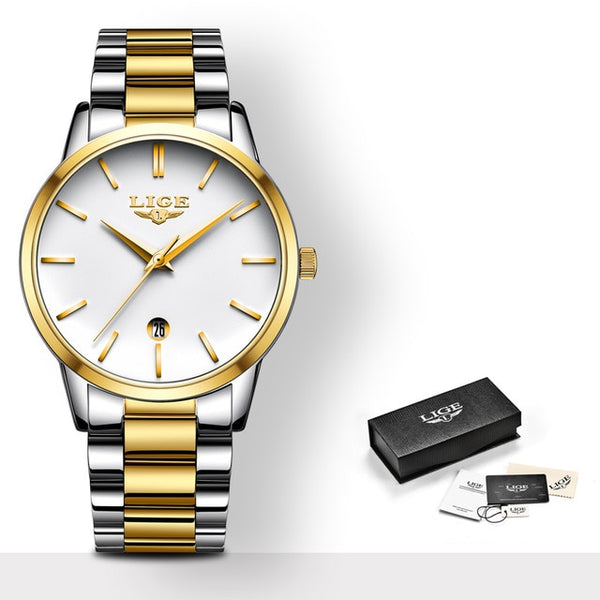 LIGE 2020 New Fashion Gold Watch Women Watches Ladies Creative Steel Women's Bracelet Watches Female Gift Clock Relogio Feminino