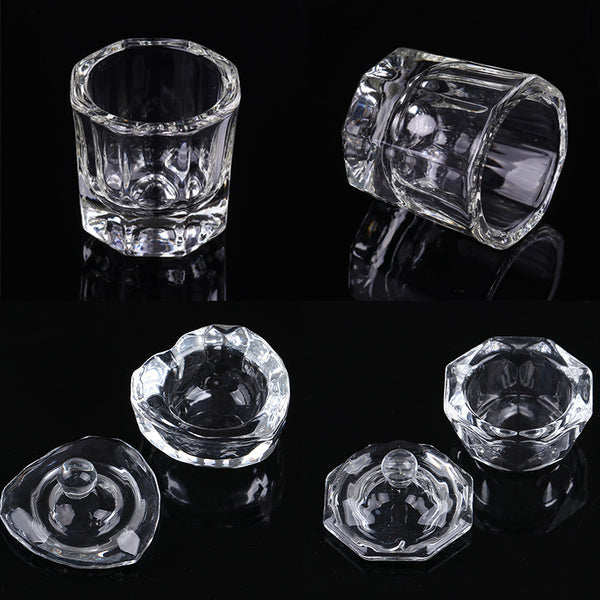 1Pc Acrylic Nail Cup Clear Crystal Bowl Acrylic Powder Liquid Holder Dappen Dish Salon Equipment Nail Art Design Tool