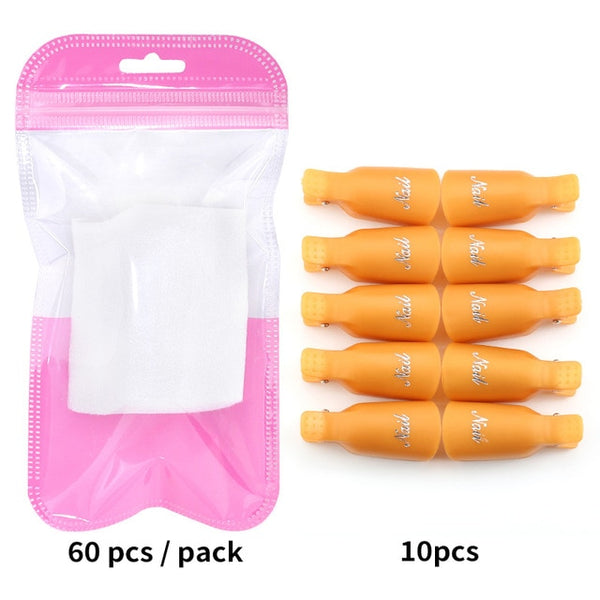 Plastic Nail Art Soak Off Cap Clips UV Gel Polish Remover Wrap Tool Fluid for Removal of Varnish Manicure Tools