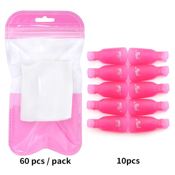 Plastic Nail Art Soak Off Cap Clips UV Gel Polish Remover Wrap Tool Fluid for Removal of Varnish Manicure Tools