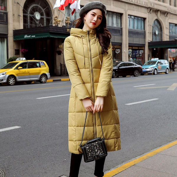 2019 Winter Women Jacket X-long Hooded Cotton Padded Female Coat High Quality Warm Outwear Womens Parka Manteau Femme Hiver