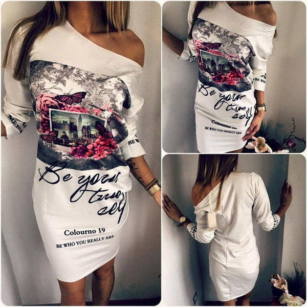 Women Summer Vintage Dress Middle Sleeve Floral Printed Ladies Dress Bodycon Casual Elegant Mini Pencil Dress Women