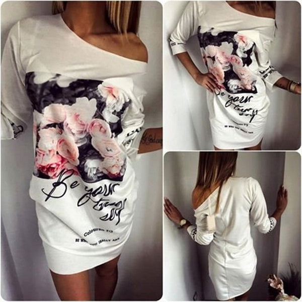 Women Summer Vintage Dress Middle Sleeve Floral Printed Ladies Dress Bodycon Casual Elegant Mini Pencil Dress Women