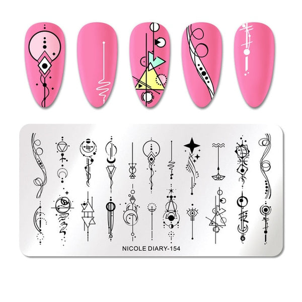 NICOLE DIARY Lace Flower Animal Nail Stamping Plates Marble Image Stamp Templates Geometric  Printing Stencil Tools