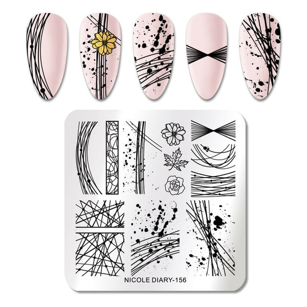 NICOLE DIARY Lace Flower Animal Nail Stamping Plates Marble Image Stamp Templates Geometric  Printing Stencil Tools