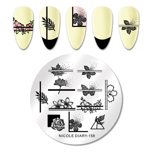 NICOLE DIARY Lace Flower Animal Nail Stamping Plates Marble Image Stamp Templates Geometric  Printing Stencil Tools