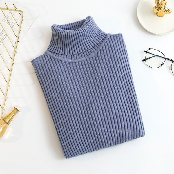 ON SALE 2020 Spring SUMMER women Knitted Turtleneck Sweater Casual Soft polo-neck Jumper Fashion Slim Femme Elasticity Pullovers