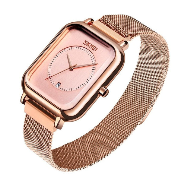 SKMEI Brand Women's Watches Luxury Mesh Belt Quartz Watch Fashion Ladies Dress Bracelet Waterproof Women Watch Clock