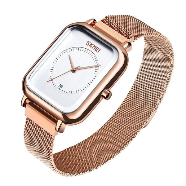 SKMEI Brand Women's Watches Luxury Mesh Belt Quartz Watch Fashion Ladies Dress Bracelet Waterproof Women Watch Clock