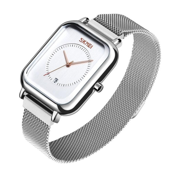 SKMEI Brand Women's Watches Luxury Mesh Belt Quartz Watch Fashion Ladies Dress Bracelet Waterproof Women Watch Clock