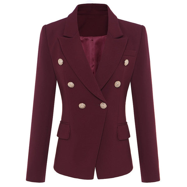TOP QUALITY New Fashion 2020 Designer Blazer Jacket Women's Double Breasted Metal Lion Buttons Blazer Outer size S-XXXL