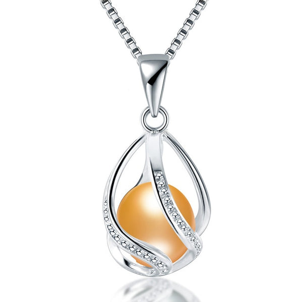 Cauuev genuine 100% Natural freshwater  Pearl Jewelry Hot Selling 925 Sterling Silver Pendant Necklace gift For Women Female Jew