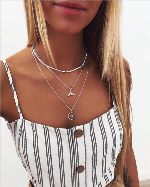 17KM Multilayer Crystal Moon Necklaces & Pendants For Women Vintage Charm Gold Choker Necklace 2020 Bohemian Jewelry Wholesale