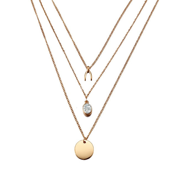 17KM Multilayer Crystal Moon Necklaces & Pendants For Women Vintage Charm Gold Choker Necklace 2020 Bohemian Jewelry Wholesale