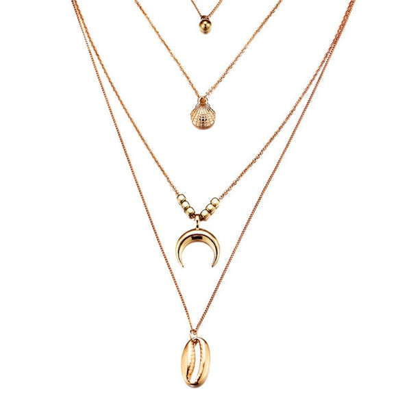 17KM Multilayer Crystal Moon Necklaces & Pendants For Women Vintage Charm Gold Choker Necklace 2020 Bohemian Jewelry Wholesale