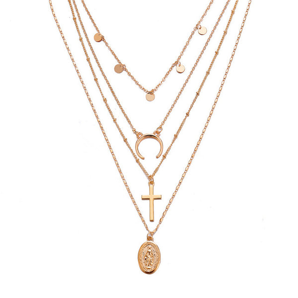 17KM Multilayer Crystal Moon Necklaces & Pendants For Women Vintage Charm Gold Choker Necklace 2020 Bohemian Jewelry Wholesale