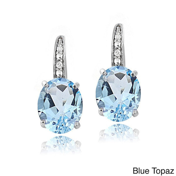Bague Ringen Silver 925 Fashion Jewelry Oval Blue Red Purple Yellow Topaz Clip Earrings For Women Party Valentines Earring Gifts