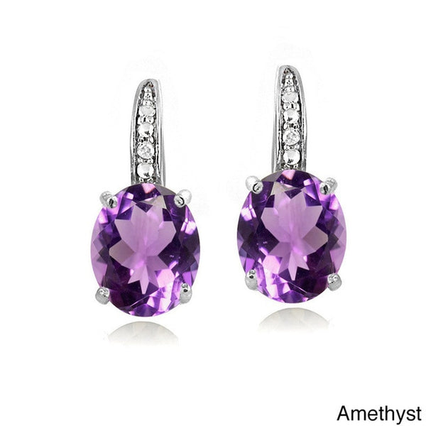 Bague Ringen Silver 925 Fashion Jewelry Oval Blue Red Purple Yellow Topaz Clip Earrings For Women Party Valentines Earring Gifts