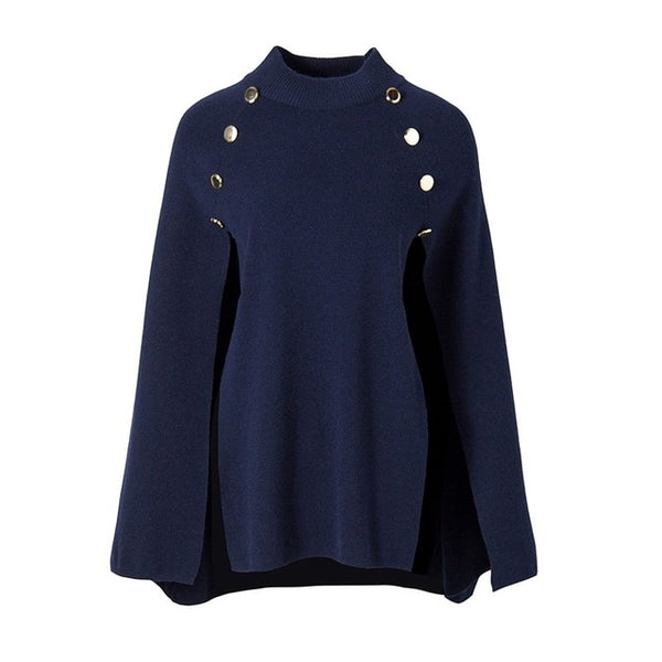 WOTWOY 2020 Knitted Cloak Sweater Women Casual Loose Shawl Autumn Winter Streetwear Poncho Women Sweater And Pullovers Plus Size