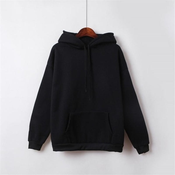 2020 New Social Harajuku Hoodies For Girls Solid Color Hooded Tops Women's Sweatshirt Long-sleeved Winter Velvet Thickening Coat