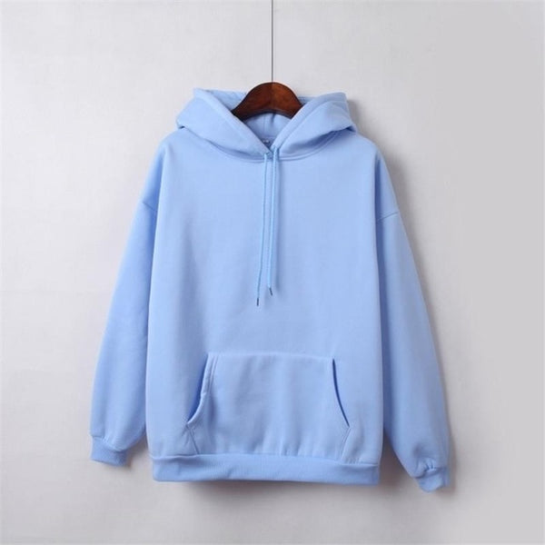 2020 New Social Harajuku Hoodies For Girls Solid Color Hooded Tops Women's Sweatshirt Long-sleeved Winter Velvet Thickening Coat