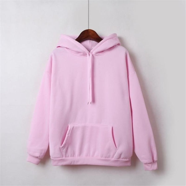 2020 New Social Harajuku Hoodies For Girls Solid Color Hooded Tops Women's Sweatshirt Long-sleeved Winter Velvet Thickening Coat