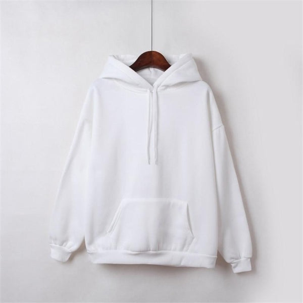2020 New Social Harajuku Hoodies For Girls Solid Color Hooded Tops Women's Sweatshirt Long-sleeved Winter Velvet Thickening Coat