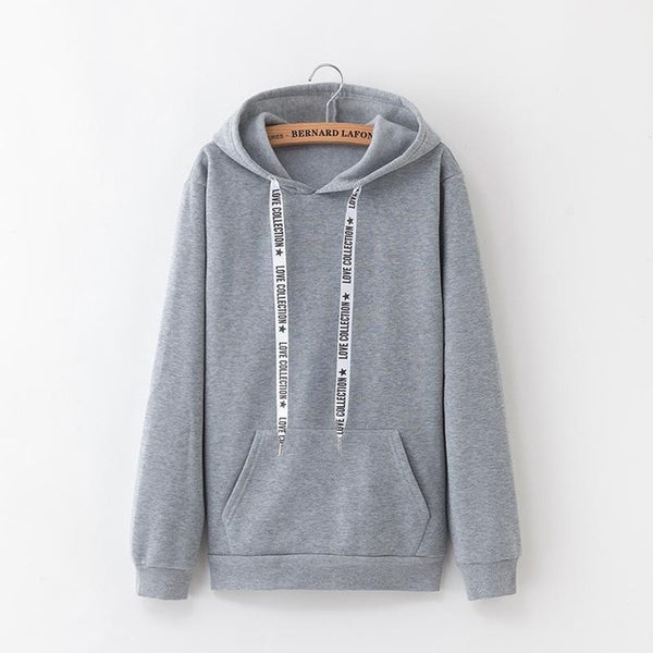 2020 New Social Harajuku Hoodies For Girls Solid Color Hooded Tops Women's Sweatshirt Long-sleeved Winter Velvet Thickening Coat
