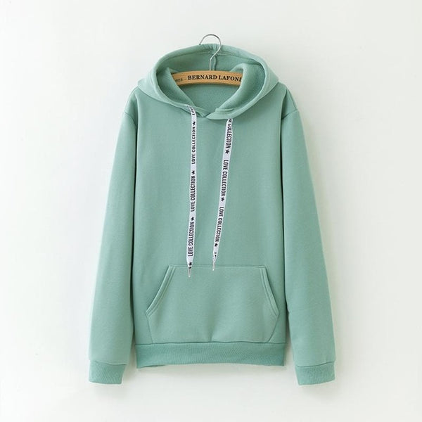 2020 New Social Harajuku Hoodies For Girls Solid Color Hooded Tops Women's Sweatshirt Long-sleeved Winter Velvet Thickening Coat