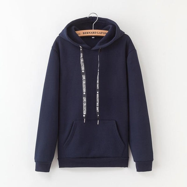 2020 New Social Harajuku Hoodies For Girls Solid Color Hooded Tops Women's Sweatshirt Long-sleeved Winter Velvet Thickening Coat