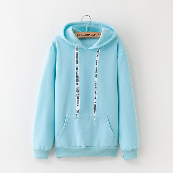 2020 New Social Harajuku Hoodies For Girls Solid Color Hooded Tops Women's Sweatshirt Long-sleeved Winter Velvet Thickening Coat