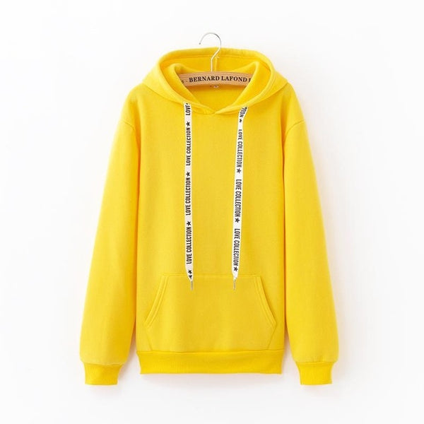 2020 New Social Harajuku Hoodies For Girls Solid Color Hooded Tops Women's Sweatshirt Long-sleeved Winter Velvet Thickening Coat