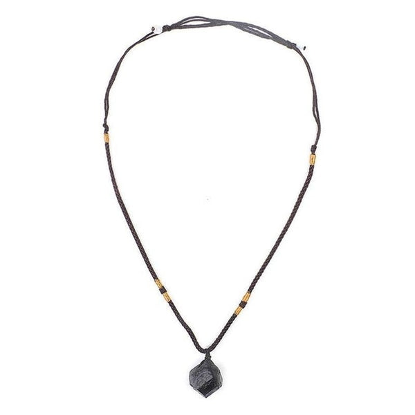 Natural Black Tourmaline Stone Necklace Pendant Black Tourmaline Original Stone Ore Specimen Fashion Jewelry Accessories Gift