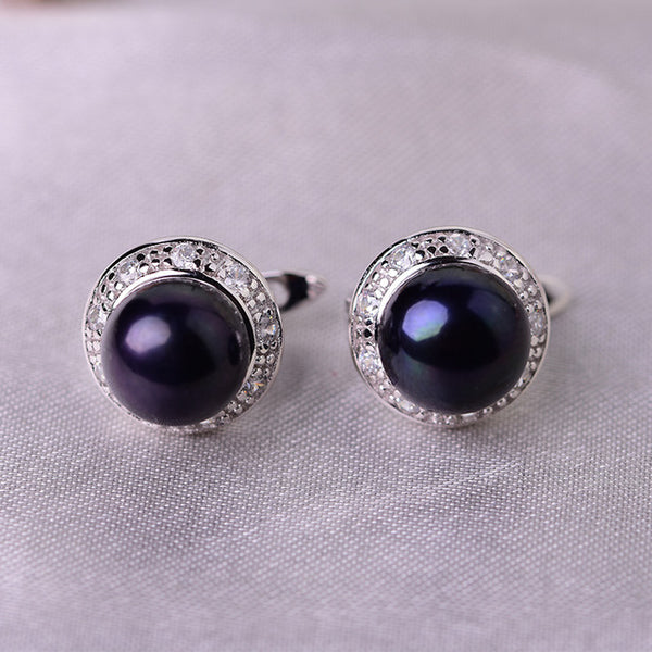 YIKALAISI 925 Sterling Silver Jewelry Pearl Earrings 2019 Fine Natural Pearl jewelry 8-9mm stud Earrings For Women wholesale