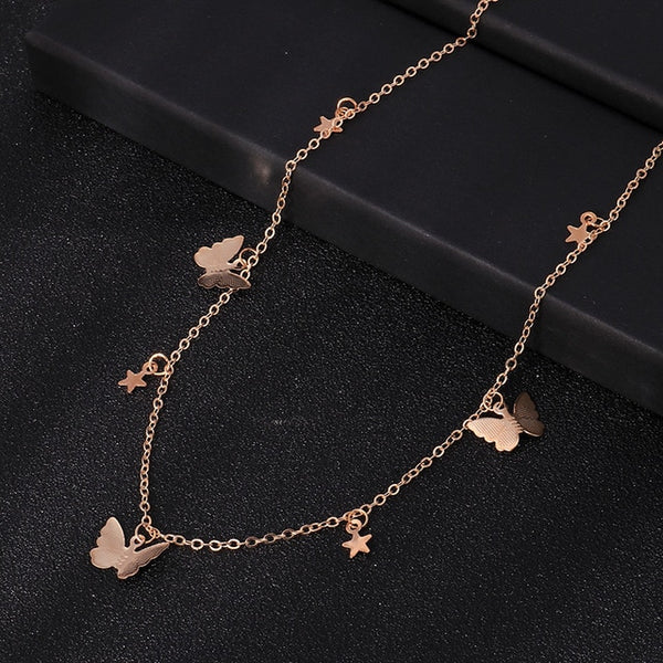 Small Animal Butterfly Stars Chain Necklaces for Women Hot Sale Gold Silver Color Clavicle Chain Necklaces Jewelry Accessories