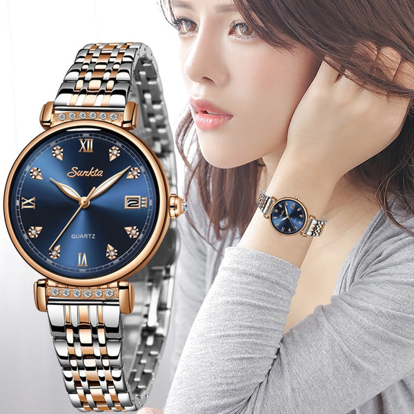Montre Femme SUNKTA New Women Watch Top Luxury Brand Creative Design Steel Women's Wrist Watches Female Clock Relogio Feminino