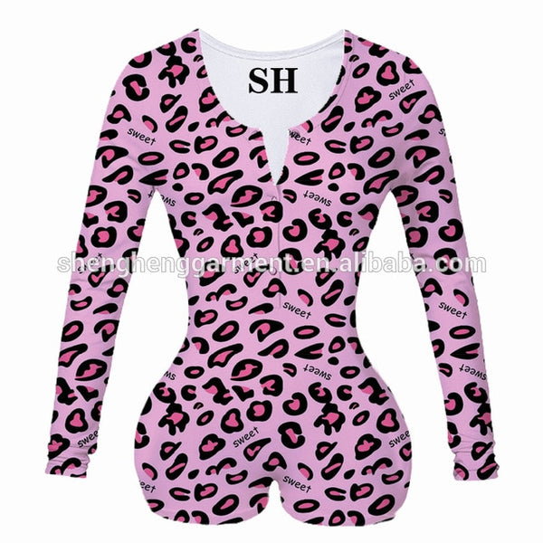 Sexy Women Bodysuit Long Sleeve Deep V Neck Bodycon Stretch Leotard Crop Tops Button Short Romper Pajamas Women Onesies Jumpsuit