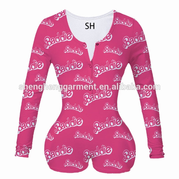 Sexy Women Bodysuit Long Sleeve Deep V Neck Bodycon Stretch Leotard Crop Tops Button Short Romper Pajamas Women Onesies Jumpsuit