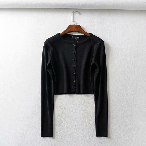 Fall 2020 Knitted Cardigan Button Up Korean Cute Sweaters Cropped Cardigan Women Kawaii Crop Sweater Knitting Top Streetwear