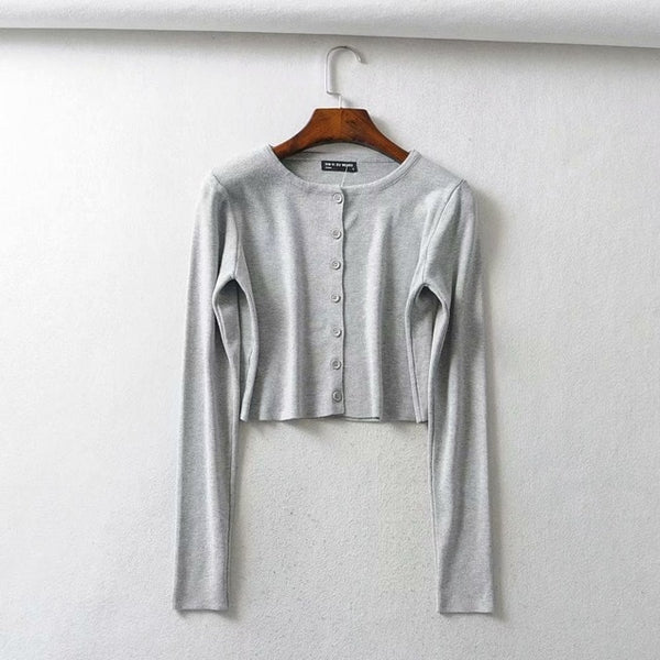 Fall 2020 Knitted Cardigan Button Up Korean Cute Sweaters Cropped Cardigan Women Kawaii Crop Sweater Knitting Top Streetwear