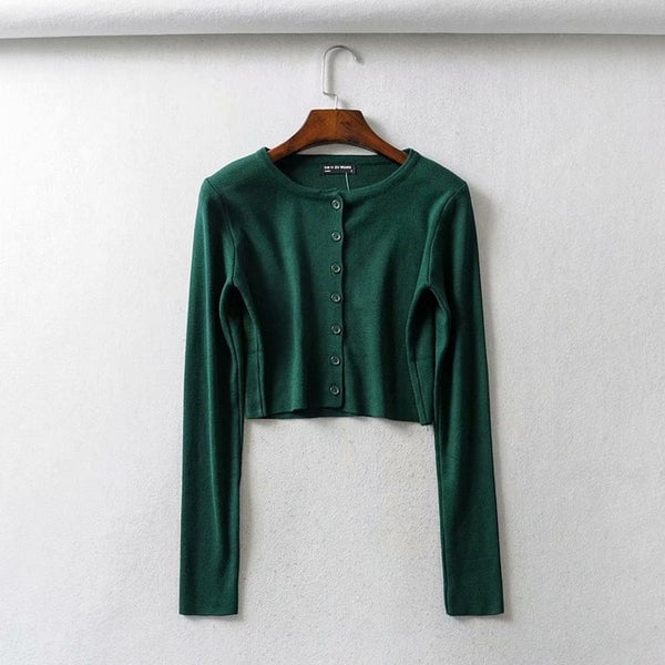 Fall 2020 Knitted Cardigan Button Up Korean Cute Sweaters Cropped Cardigan Women Kawaii Crop Sweater Knitting Top Streetwear