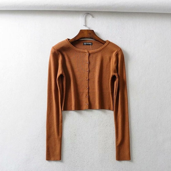 Fall 2020 Knitted Cardigan Button Up Korean Cute Sweaters Cropped Cardigan Women Kawaii Crop Sweater Knitting Top Streetwear